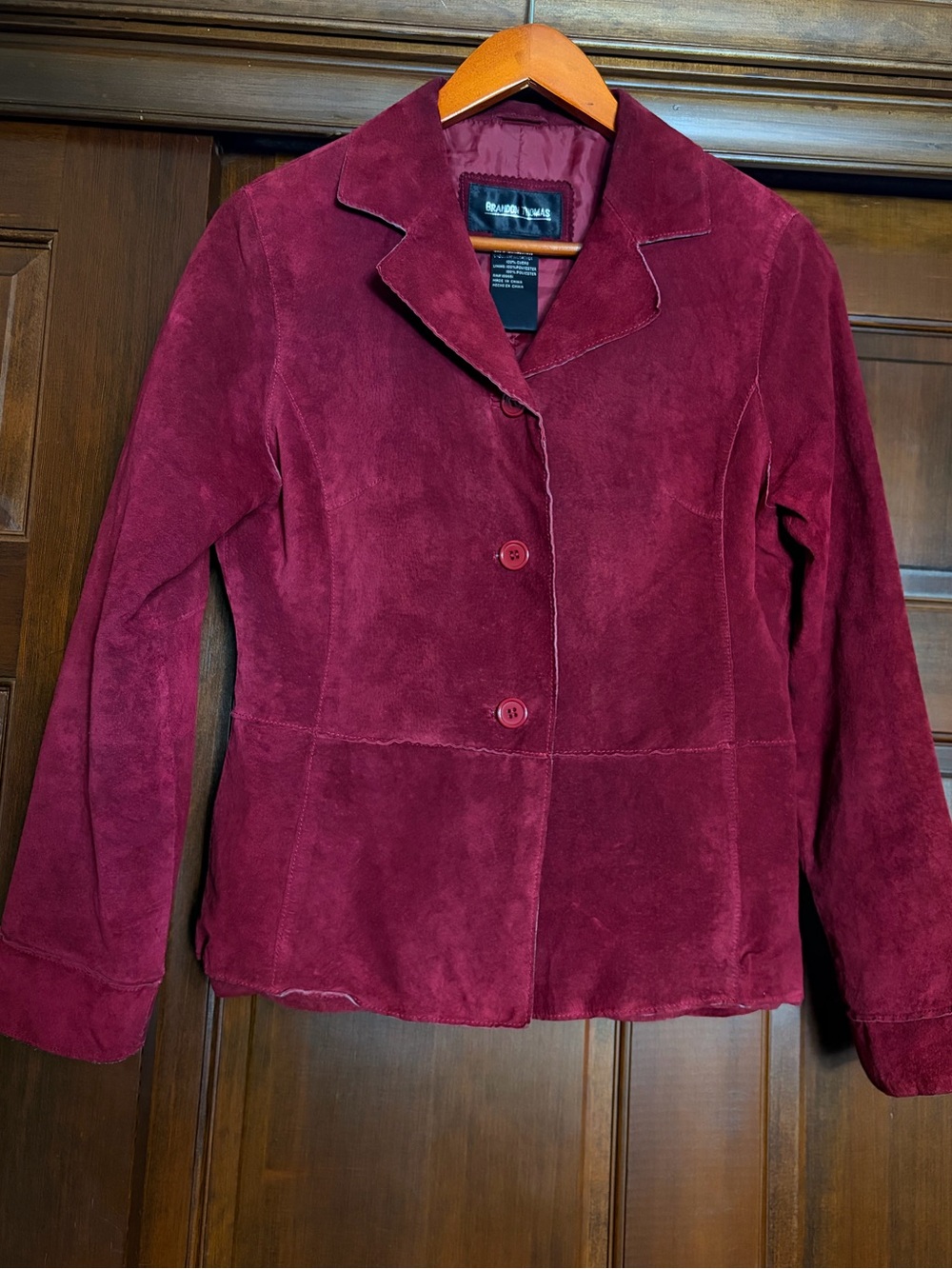 Burgundy Suede Fitted Peplum Jacket Genuine Leather